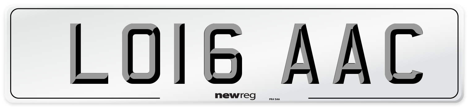 LO16 AAC Number Plate from New Reg